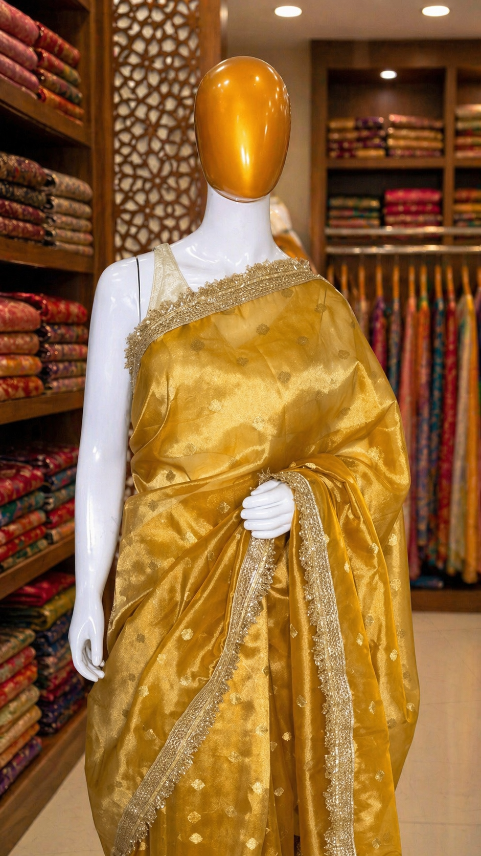 Yellow Tissue Banarasi Saree