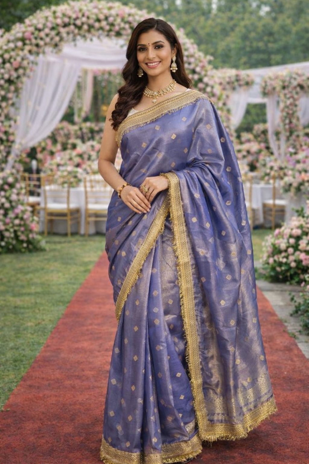 Lavender Tissue Banarasi Saree