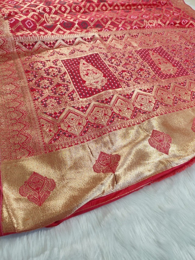 Pink Banarasi Satin Silk Saree