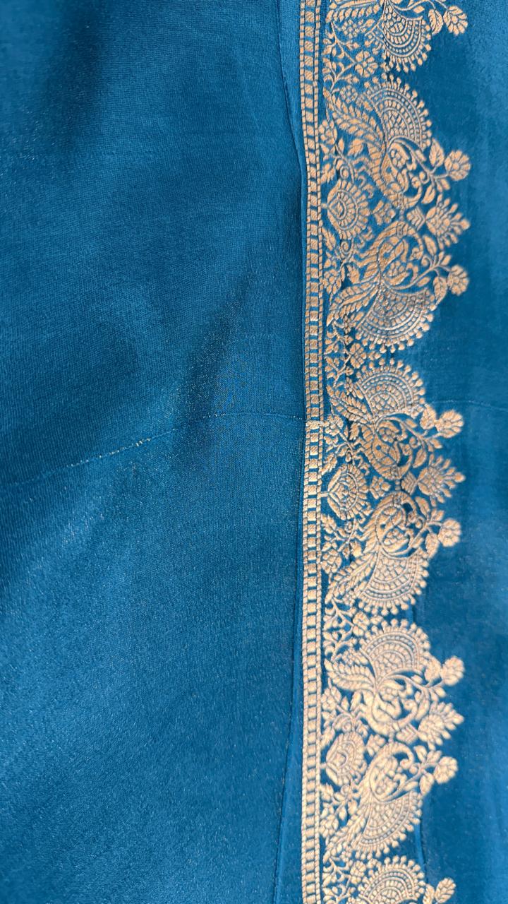 Teal Semisilk Banarasi Saree