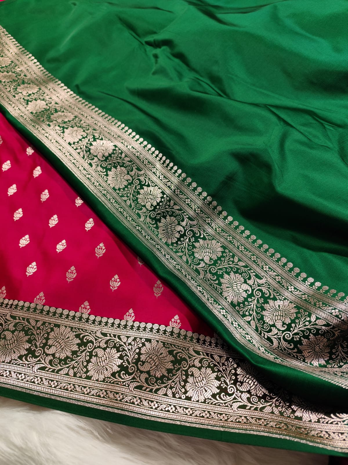 Rani Pink Mashru Banarasi Saree