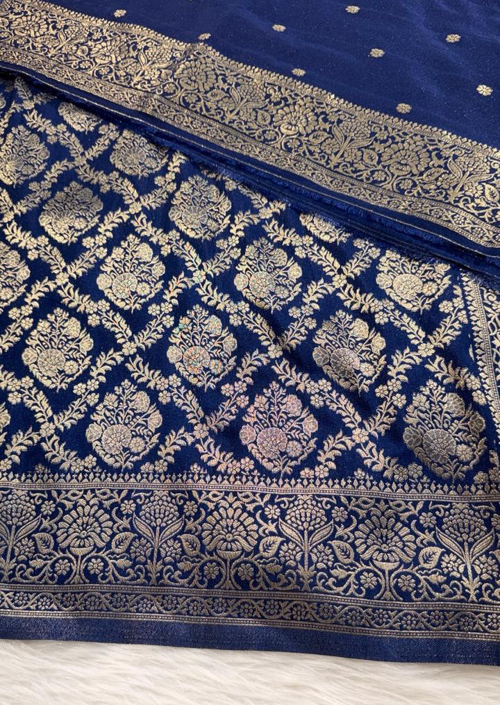 Navy Blue Georgette Banarasi Saree