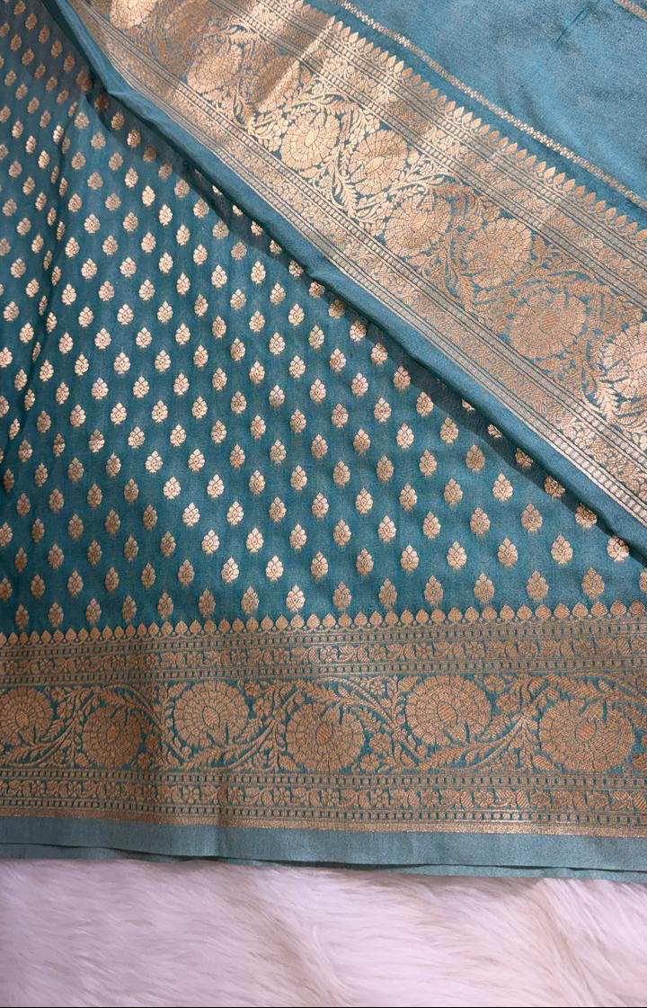 Sea Green Semisilk Banarasi Saree
