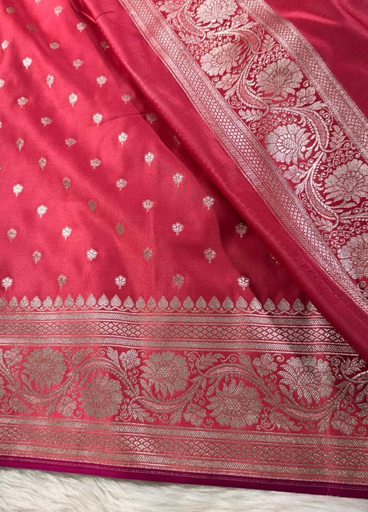 Rose Pink Mashru Banarasi Saree