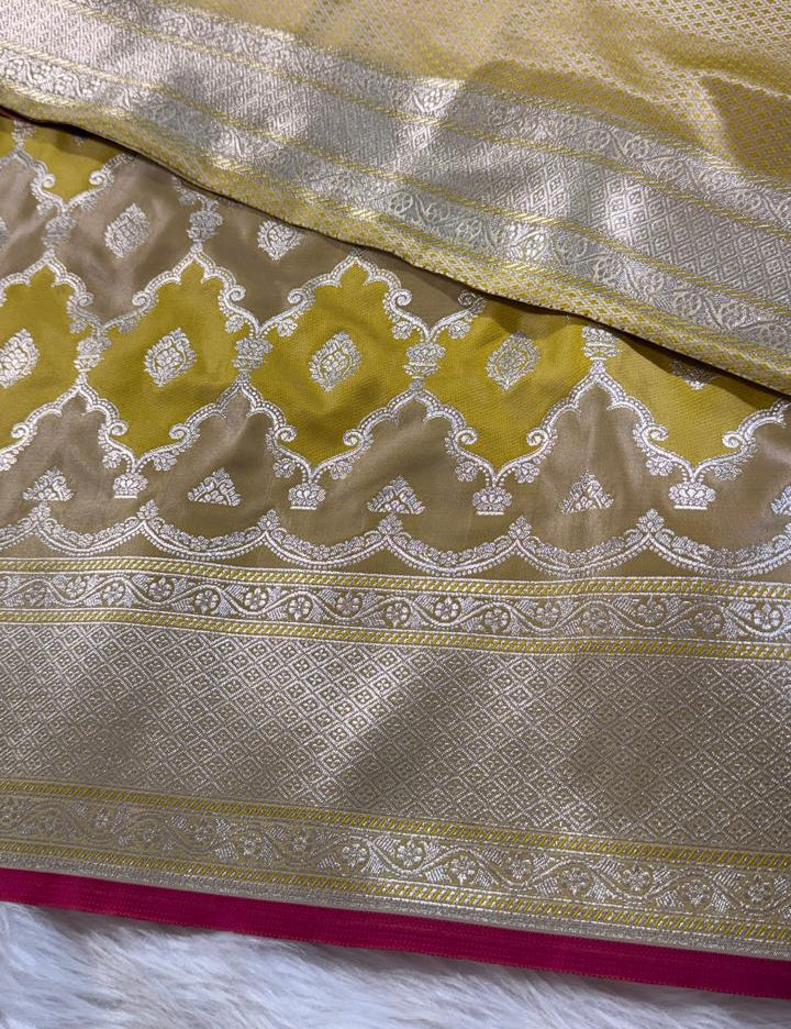 Yellow Rangkat Mashru Banarasi Saree