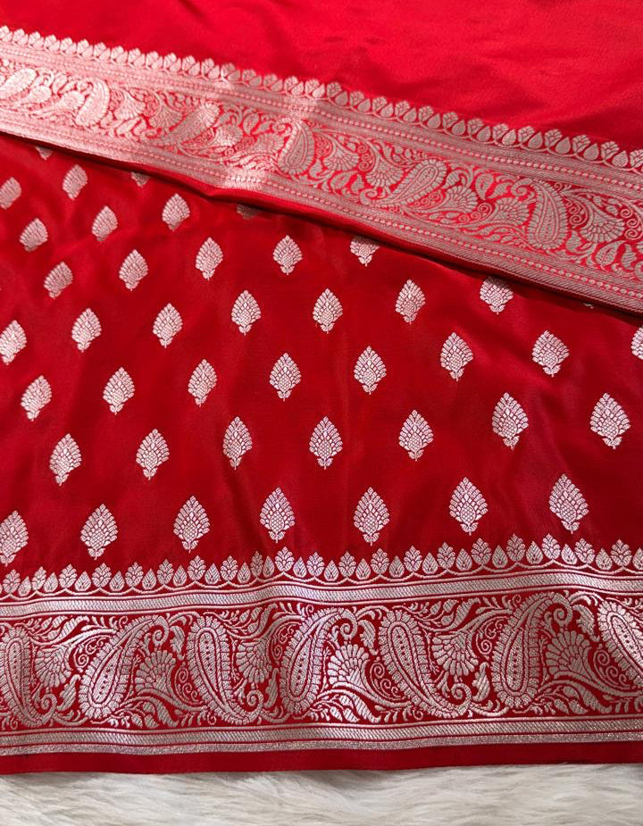 Red Banarasi Mashru silk Saree