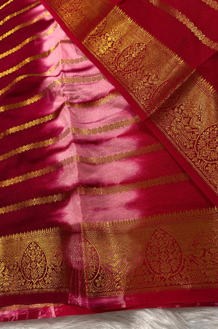 Pink Semisilk Banarasi Saree