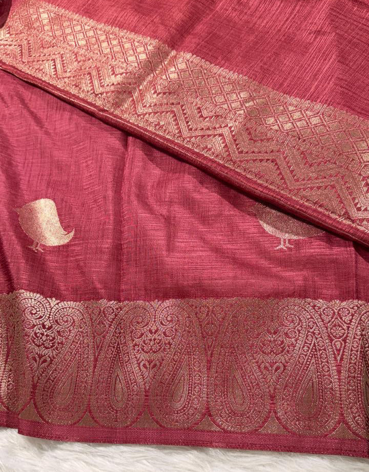 Dusty Rose Semisilk Banarasi Saree