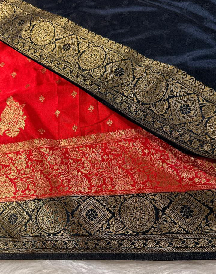 Sindoor Red Satin Banarasi Saree