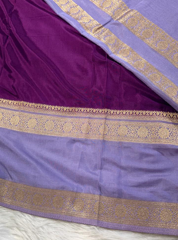 Purple Semisilk Banarasi Saree