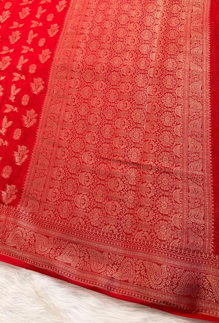 Red Georgette Banarasi Saree
