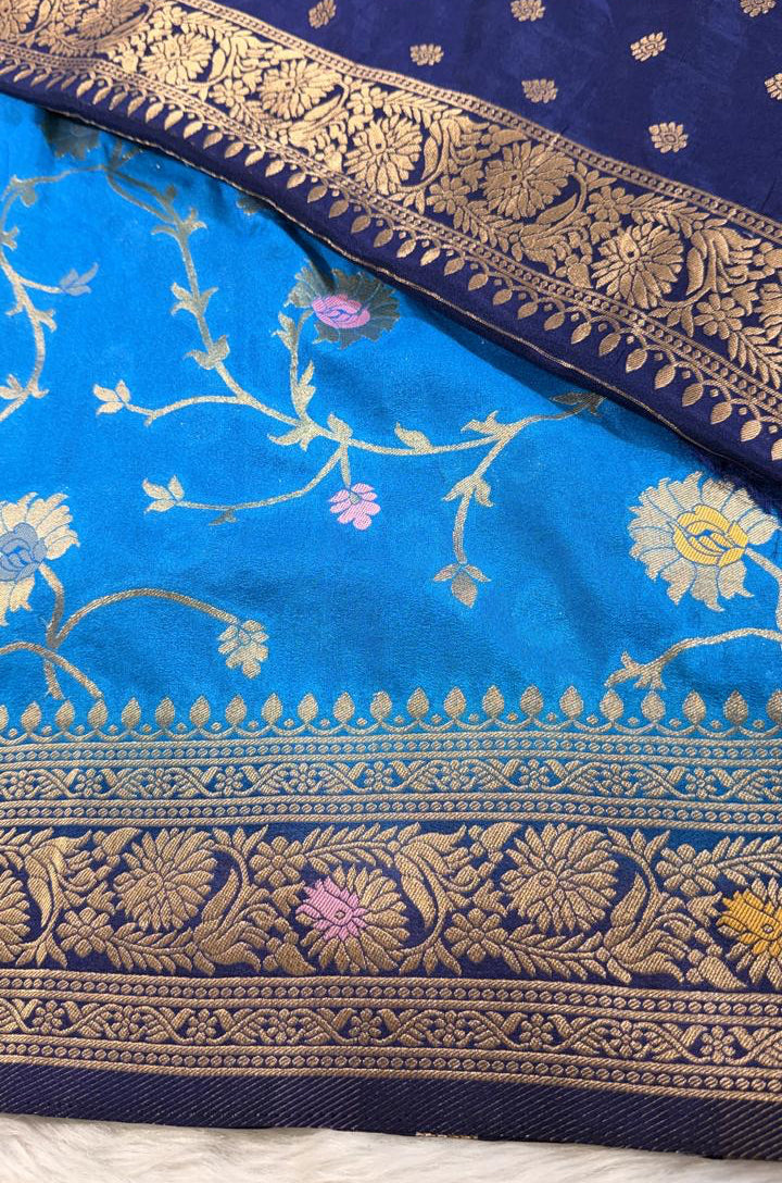 Azure Blue Georgette Banarasi Saree