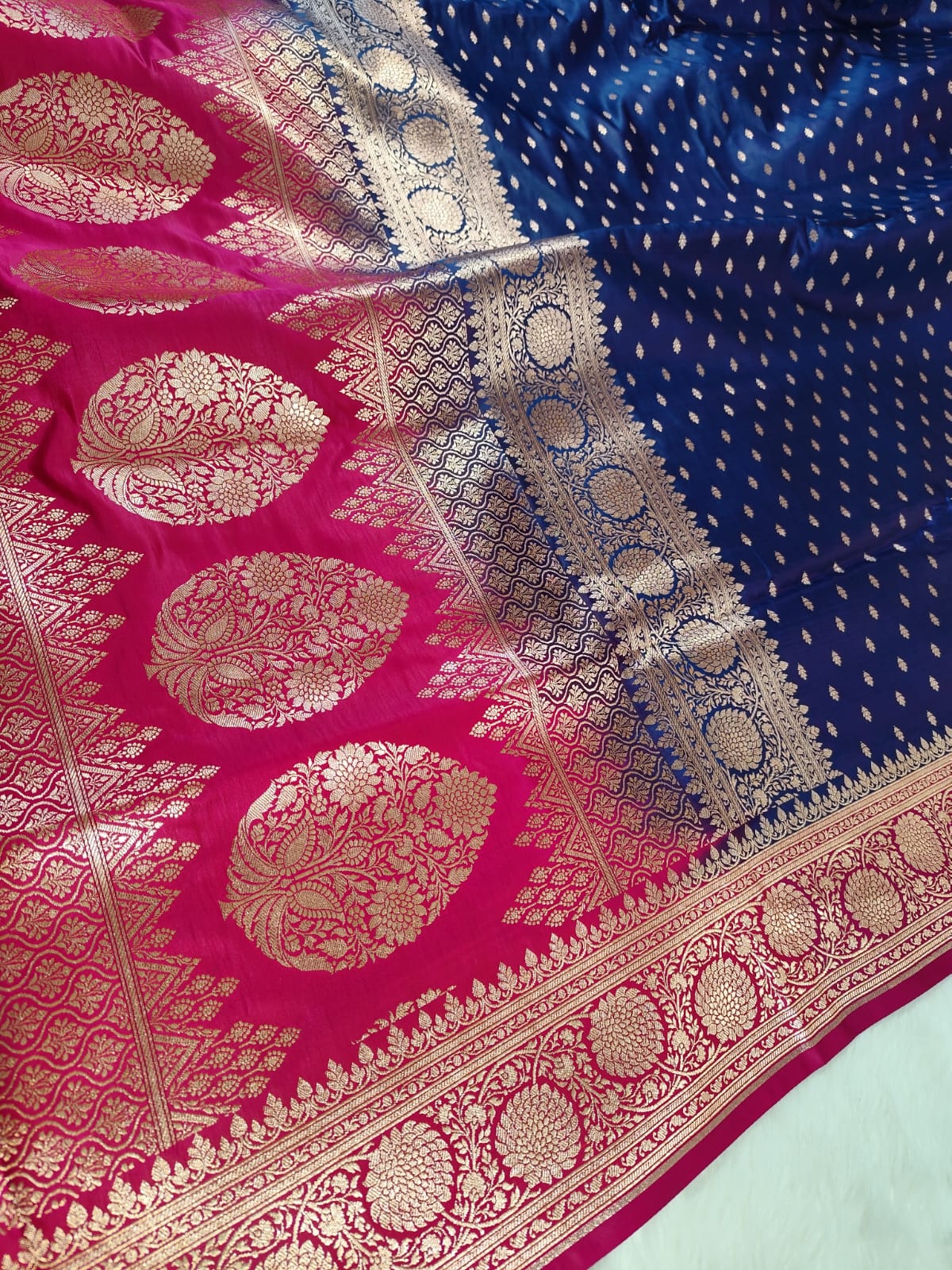 Royal Blue Buti Banarasi Katan Silk Saree