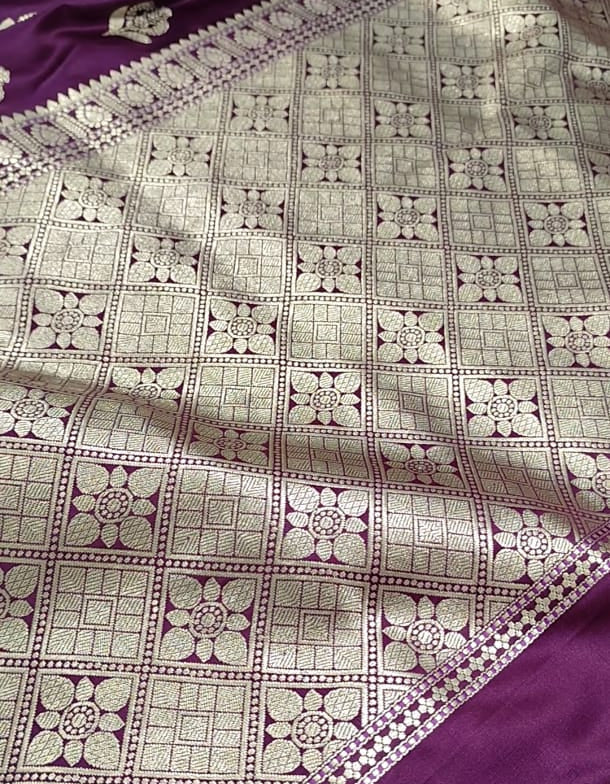 Purple Mashru Banarasi Saree