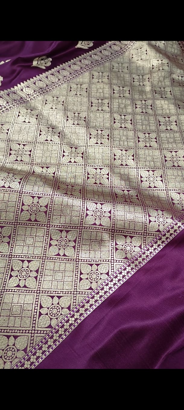 Purple Banarasi Mashru Silk Saree