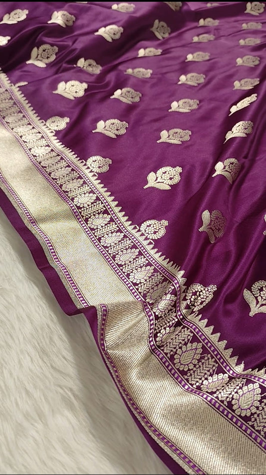 Purple Mashru Banarasi Saree