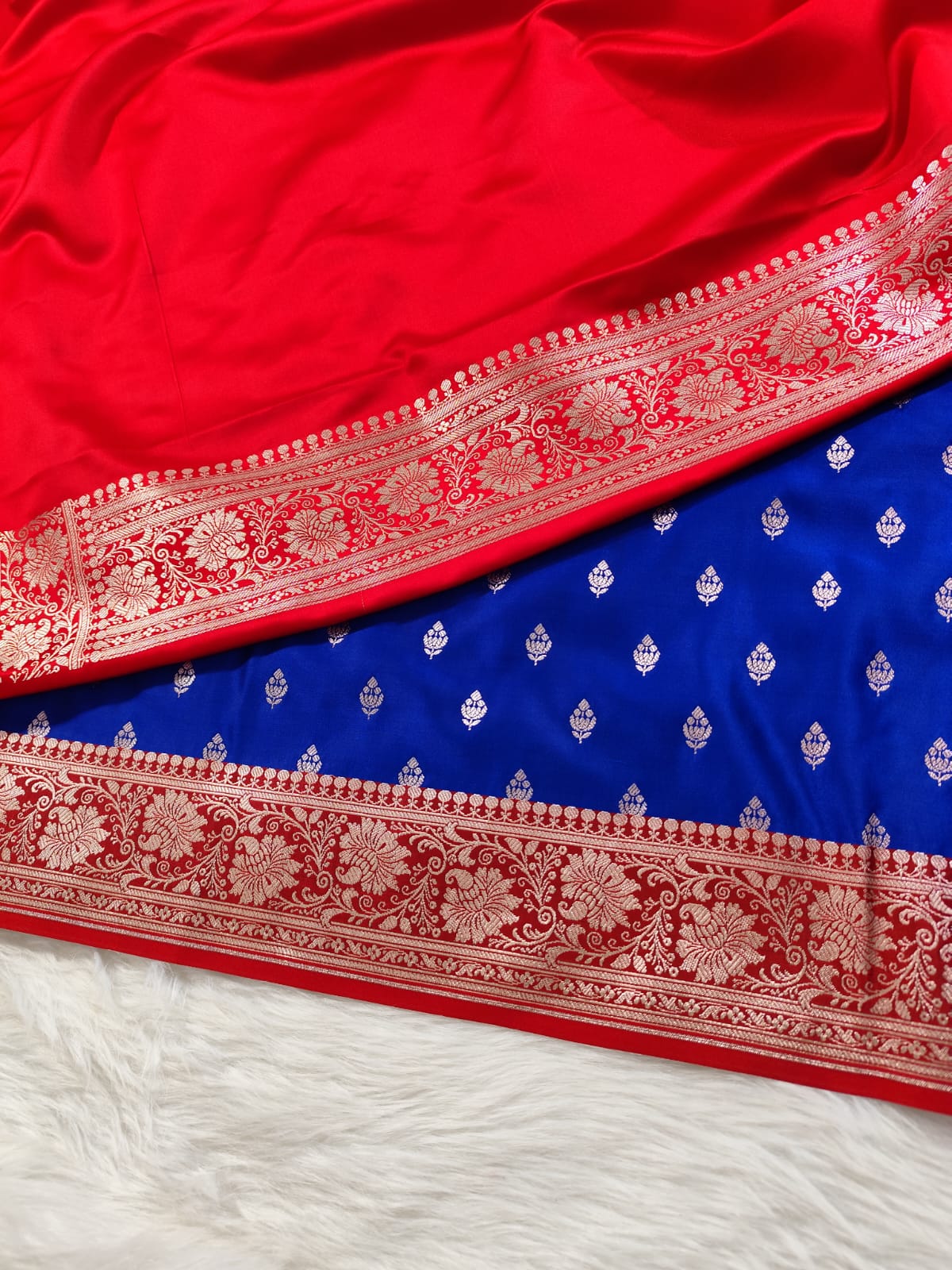 Royal Blue Banarasi Mashru Silk Saree