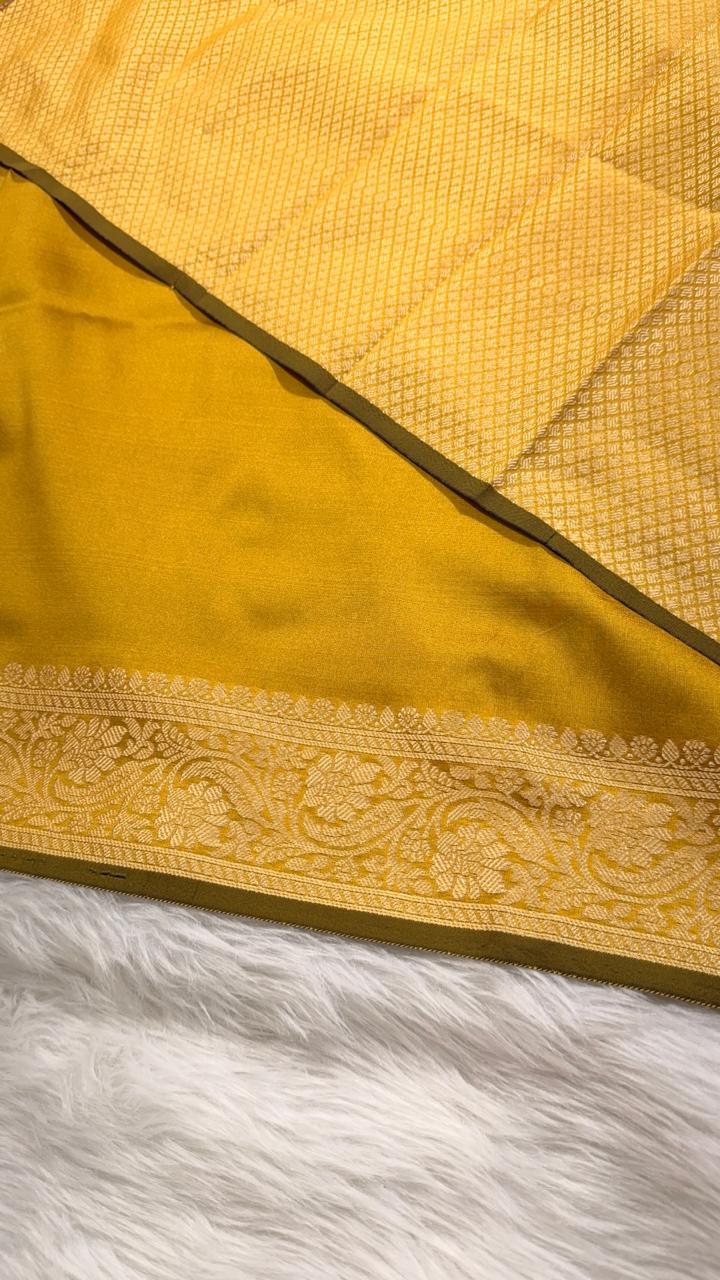 Mustard Gold Banarasi Semisilk Saree
