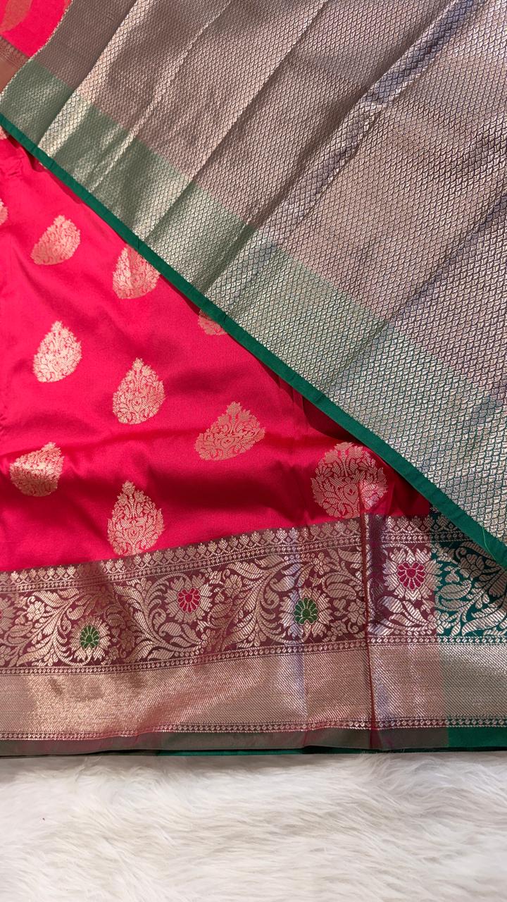 Rani Pink Semisilk Banarasi Saree