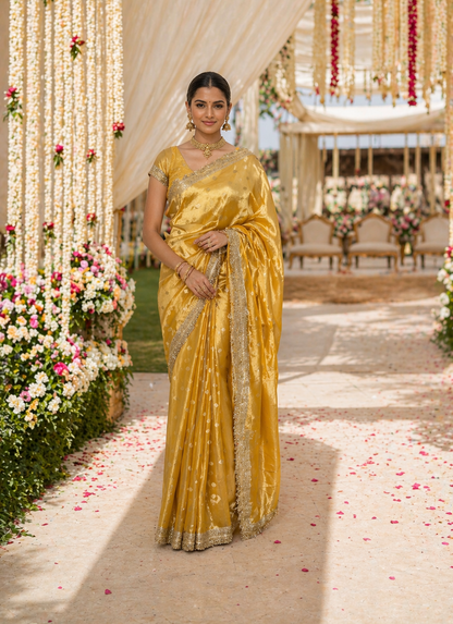 Yellow Tissue Banarasi Saree