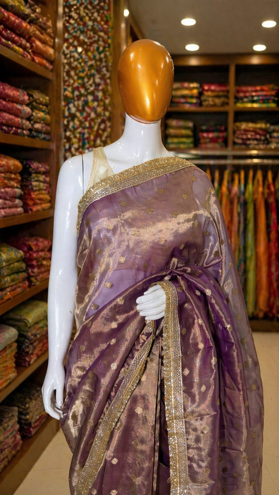 Purple Tissue Banarasi Saree