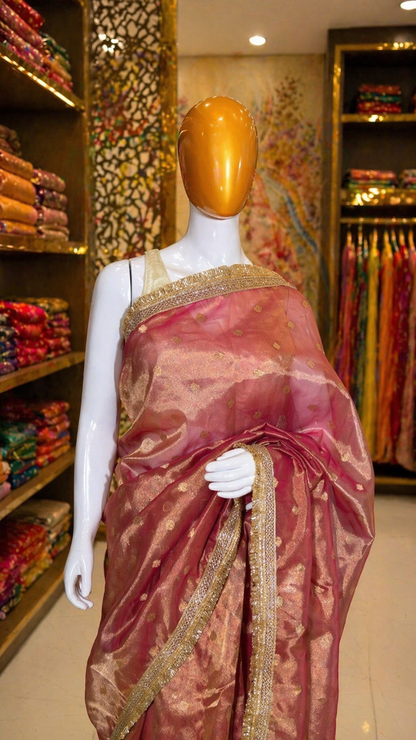 Pink Tissue Banarasi Saree