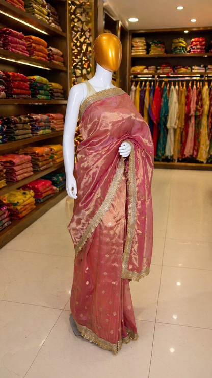 Pink Tissue Banarasi Saree