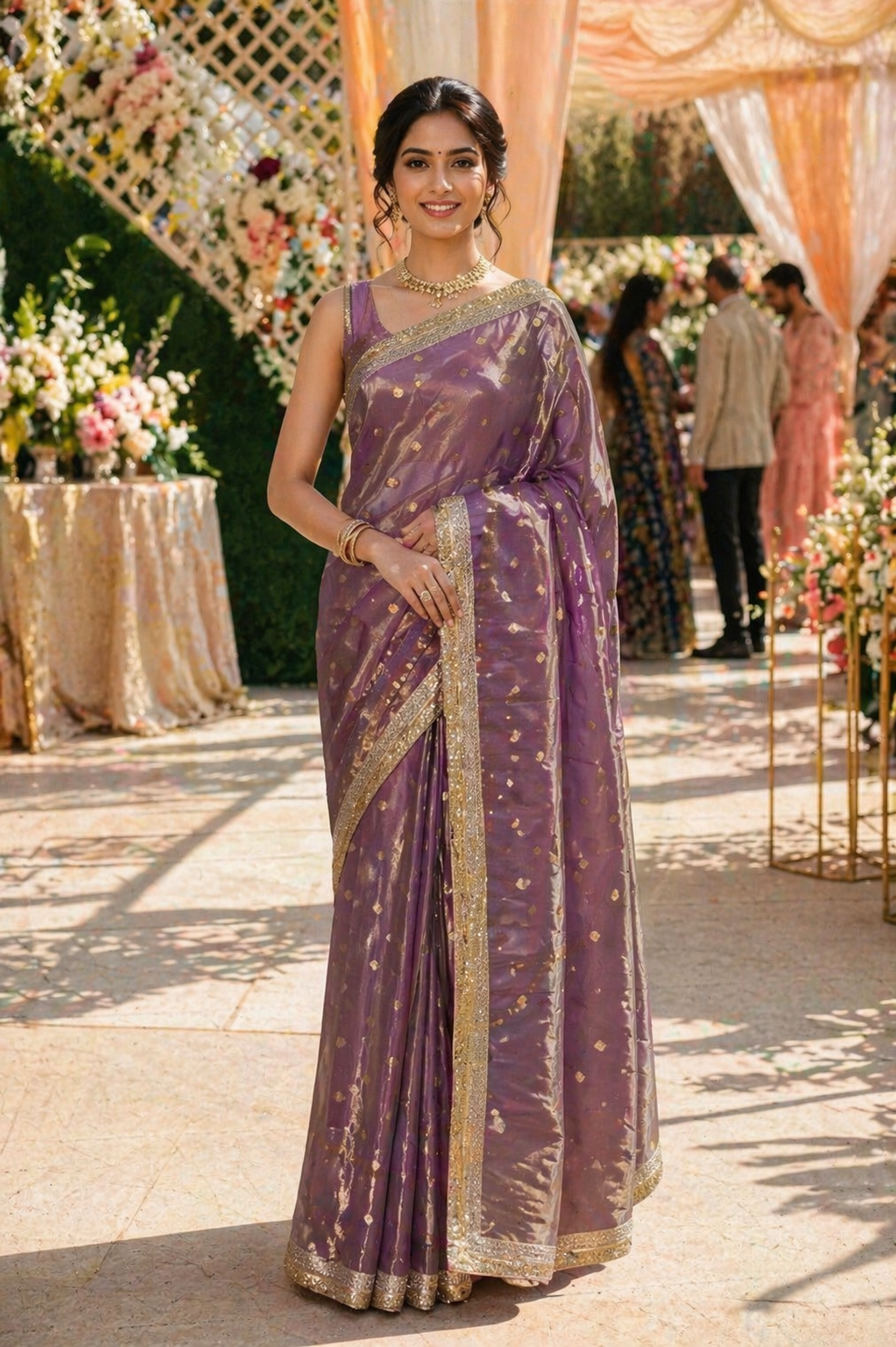 Purple Tissue Banarasi Saree
