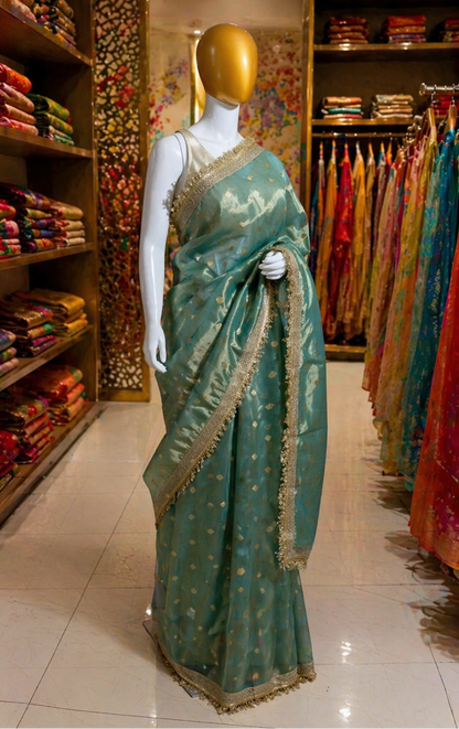 Blue Tissue Banarasi Saree