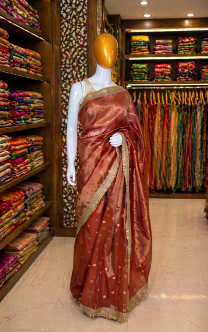 Rust Tissue Banarasi Saree