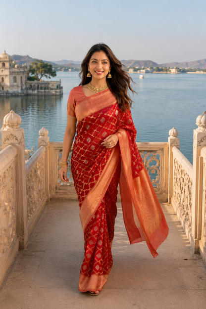 Red Georgette Banarasi Saree