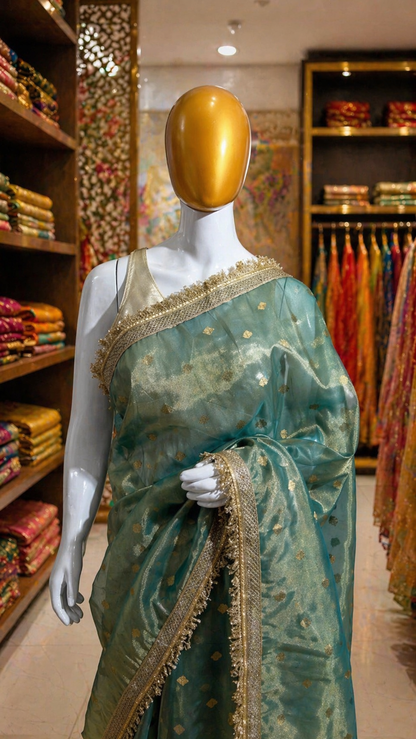 Blue Tissue Banarasi Saree