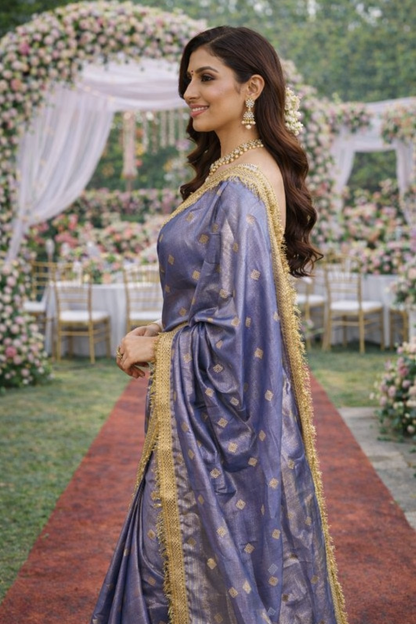 Lavender Tissue Banarasi Saree