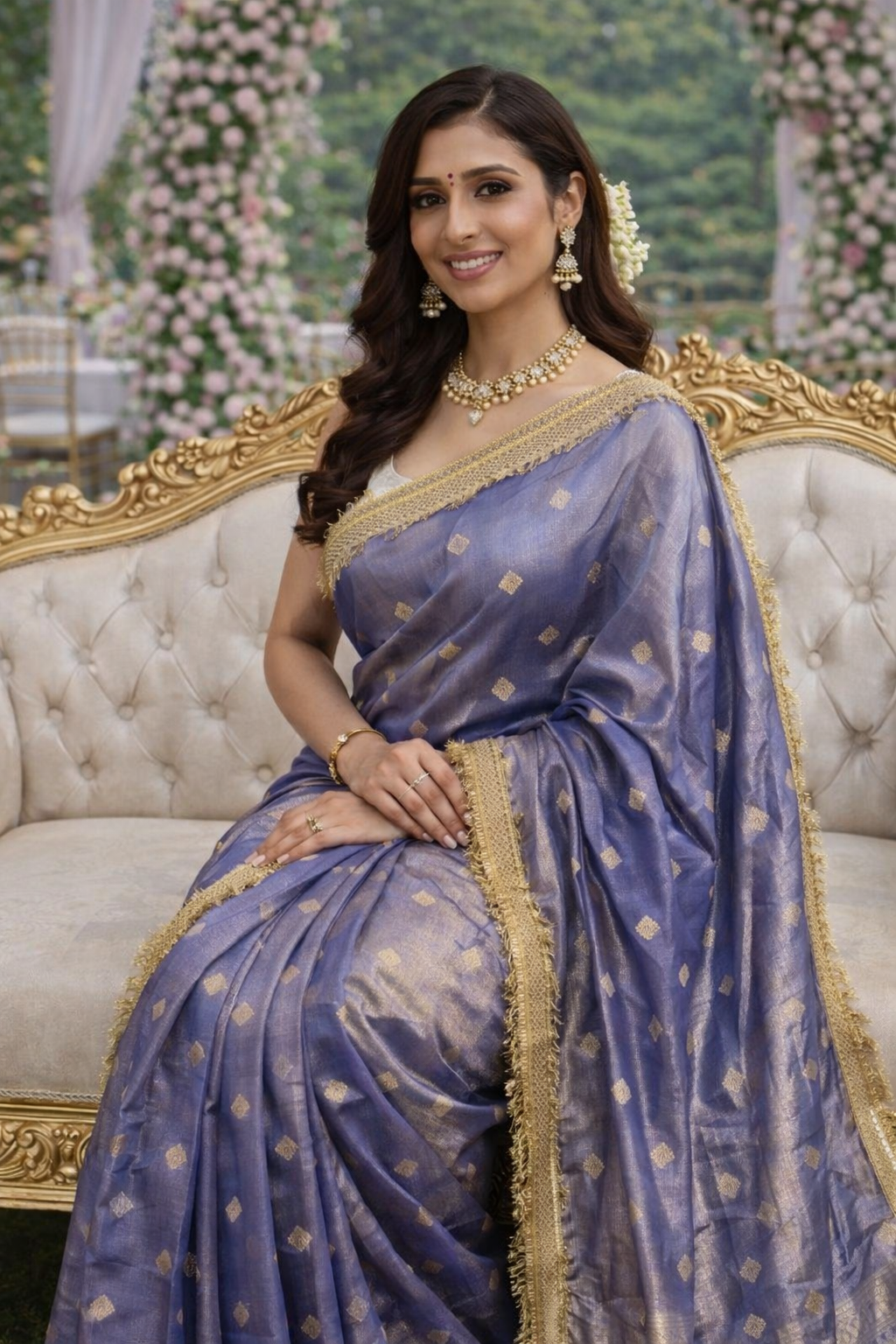 Lavender Tissue Banarasi Saree