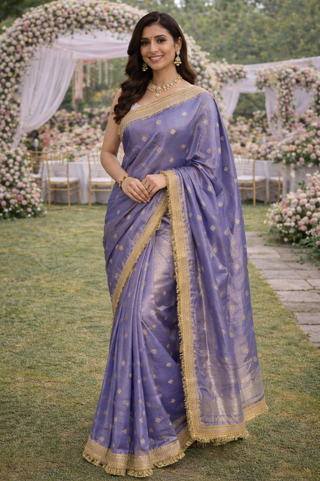 Lavender Tissue Banarasi Saree
