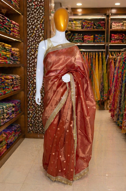 Rust Tissue Banarasi Saree
