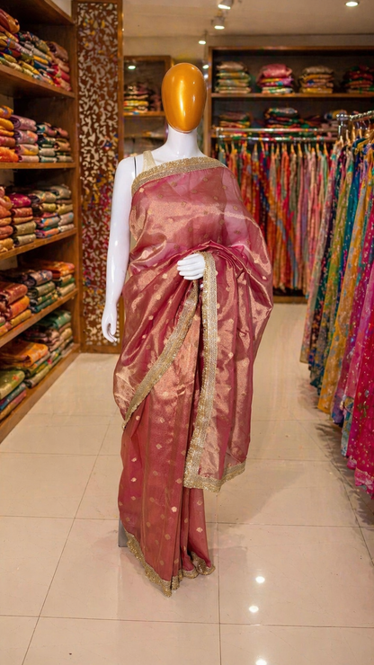 Pink Tissue Banarasi Saree