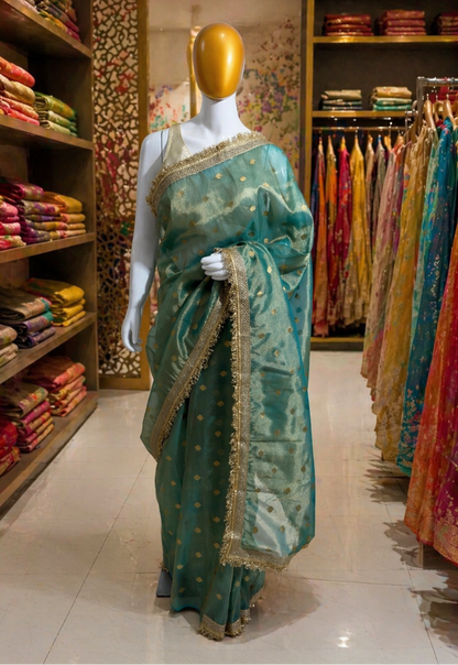 Blue Tissue Banarasi Saree