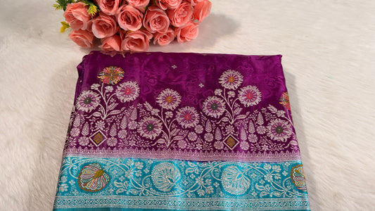 Purple Banarasi Satin Saree