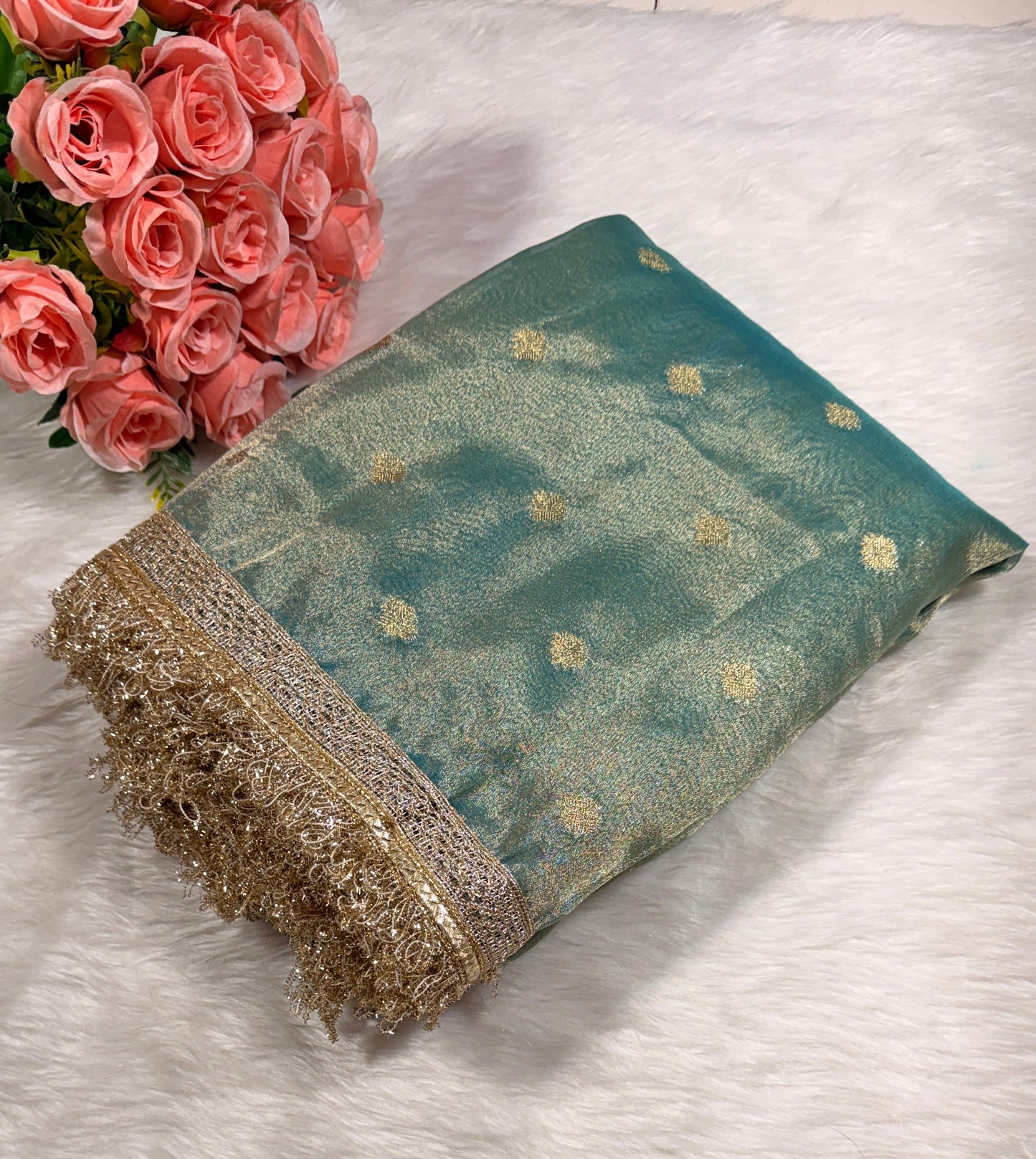 Blue Tissue Banarasi Saree