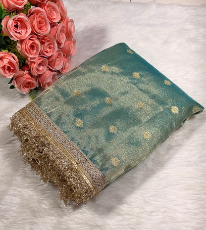 Blue Tissue Banarasi Saree