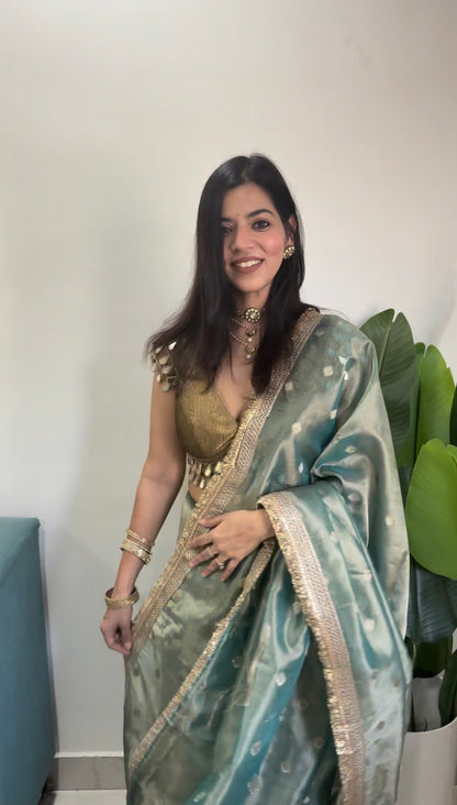 Blue Tissue Banarasi Saree