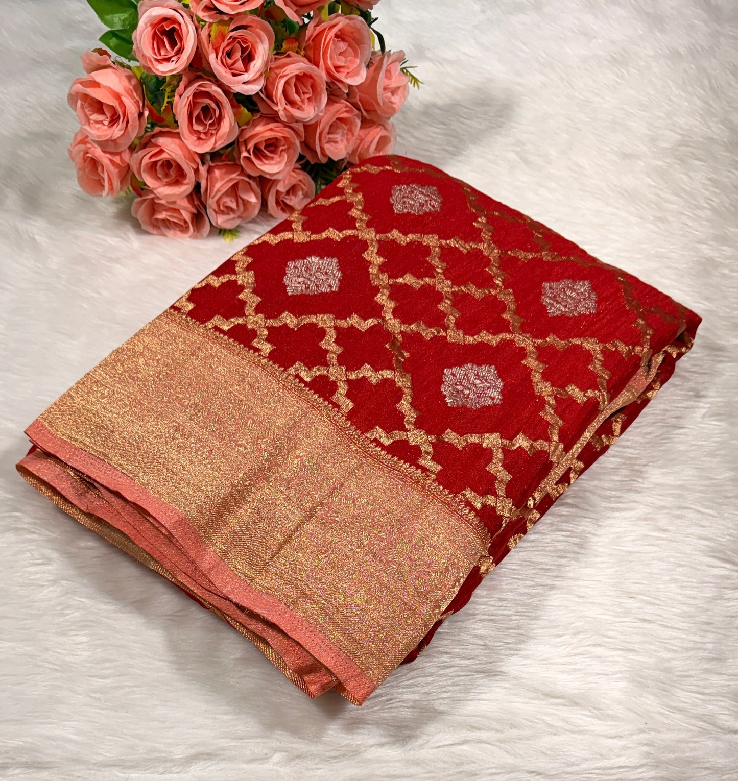 Red Georgette Banarasi Saree