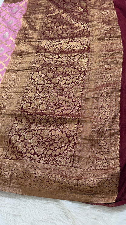 Onion Pink Georgette Banarasi Saree