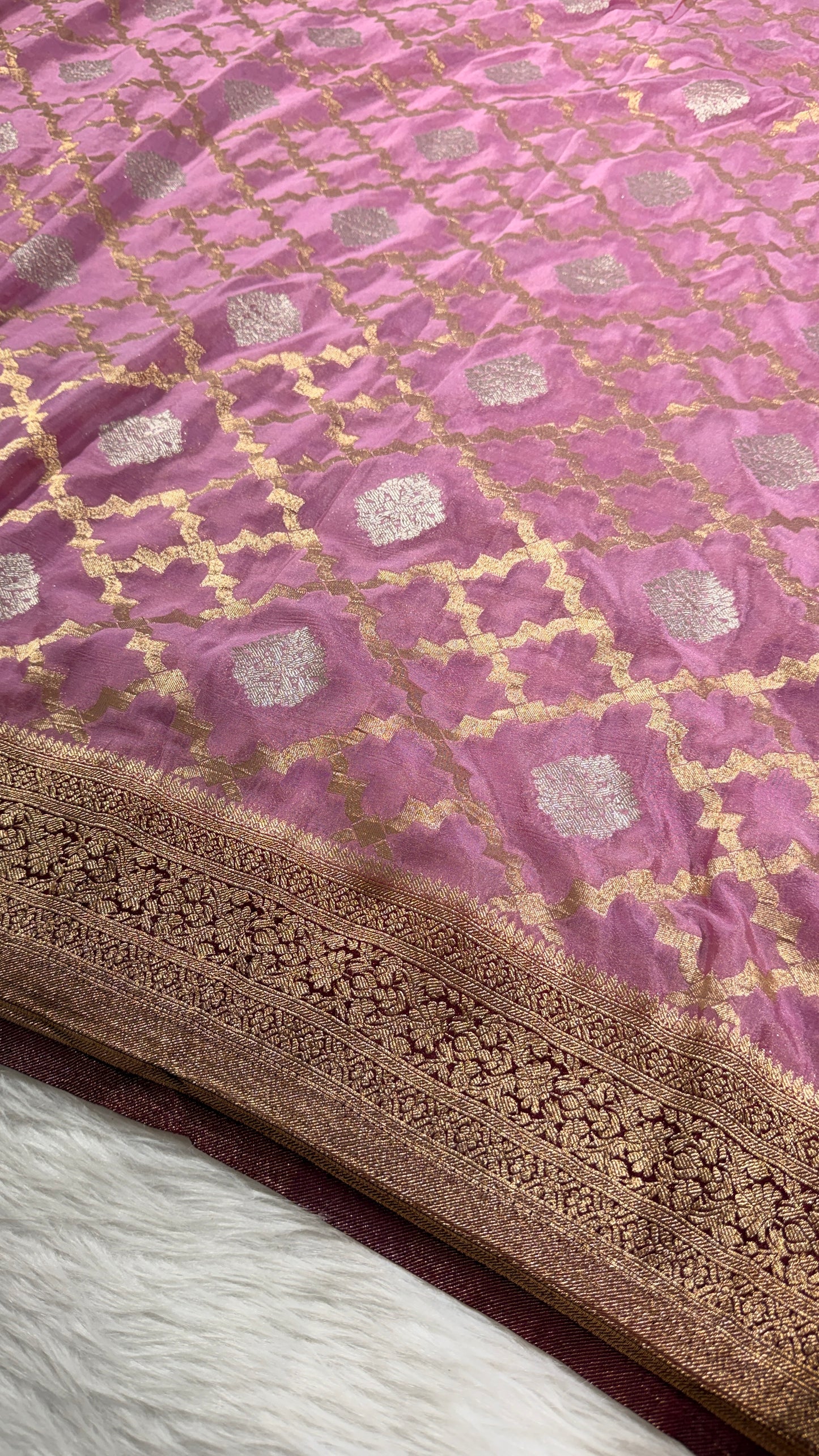 Onion Pink Georgette Banarasi Saree