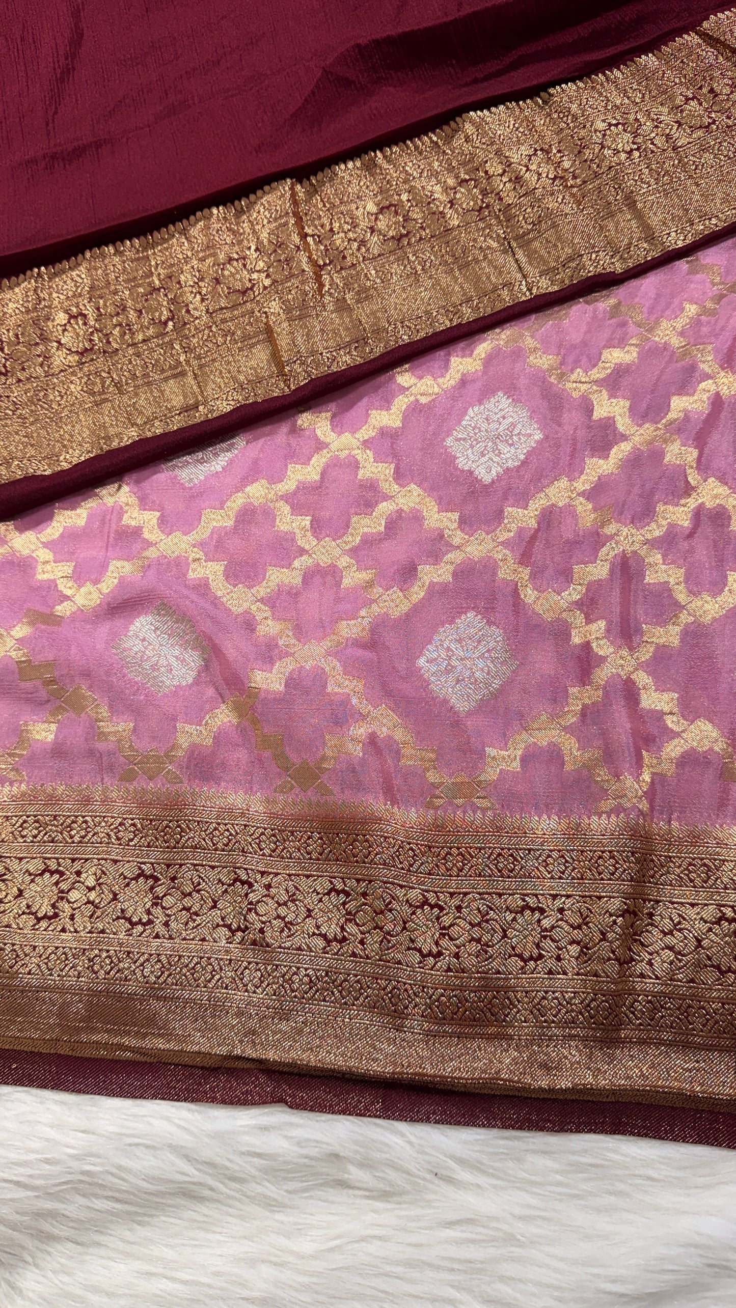 Onion Pink Georgette Banarasi Saree