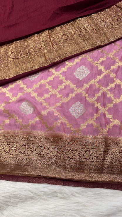 Onion Pink Georgette Banarasi Saree