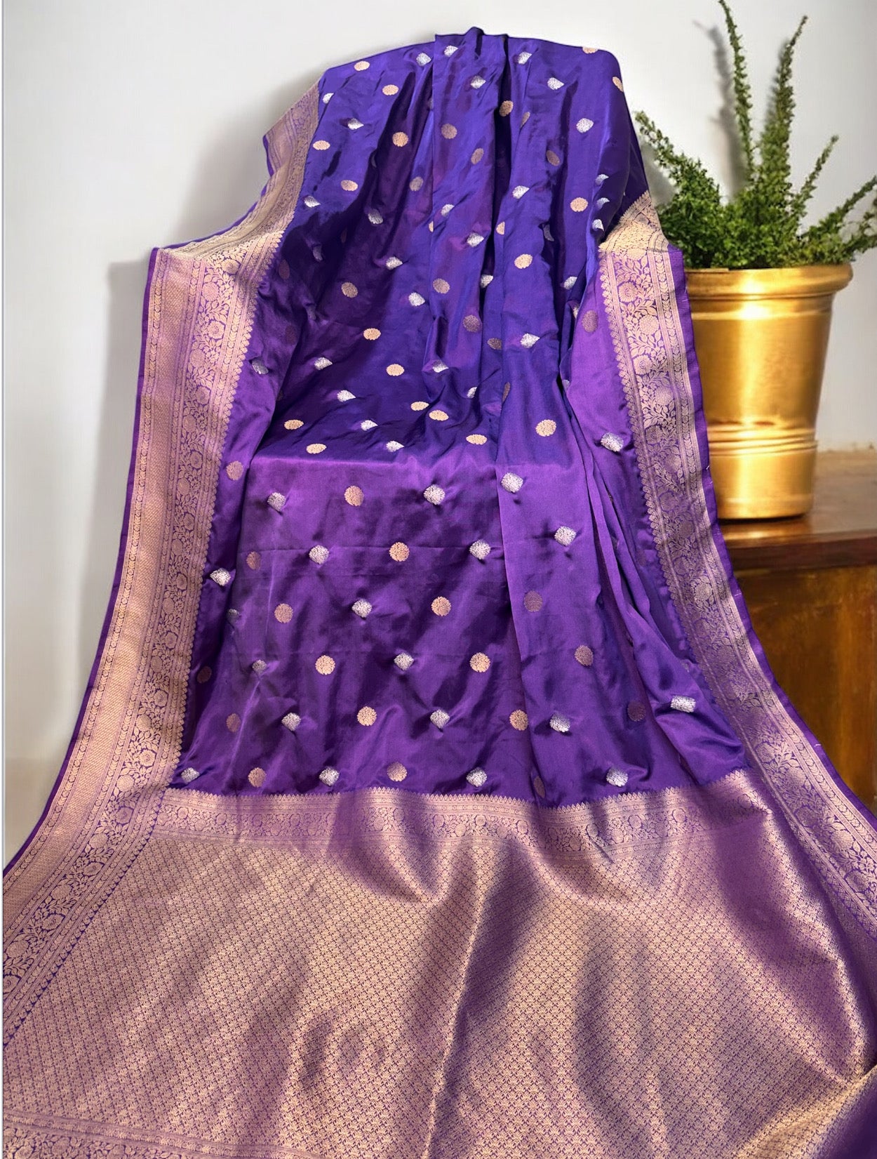 Purple Buti Banarasi Satin saree
