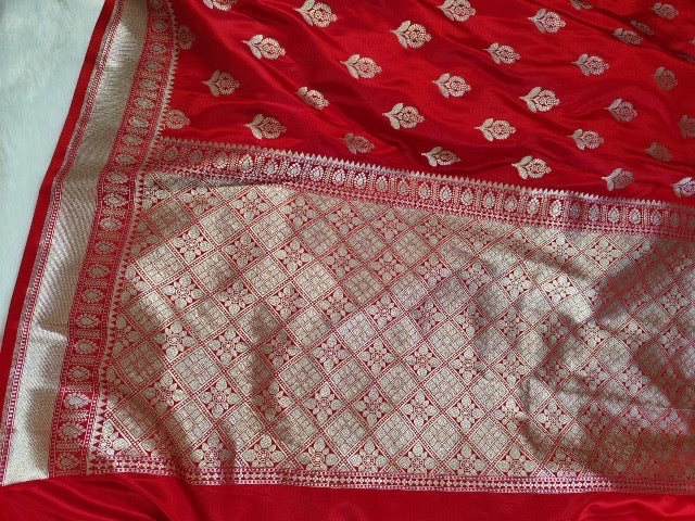 Red Mashru Banarasi Saree