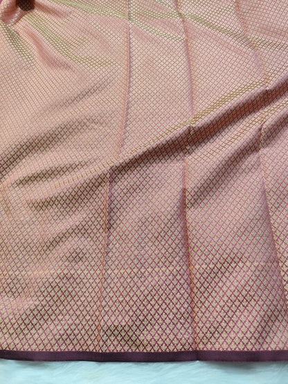 Onion Pink Semisilk Banarasi Saree